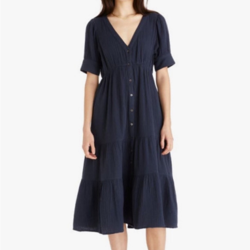 Madewell tiered cotton gauze midi dress